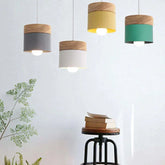 Färgglada Cylindrar Modern Träpendellampa
